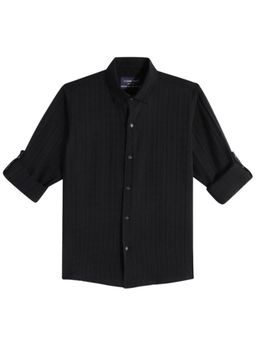 CHARCHIT - Boys Regular Fit Plain Full Sleeves Casual Shirt - Black