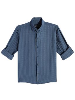 CHARCHIT - Boys Regular Fit Plain Full Sleeves Casual Shirt - Blue