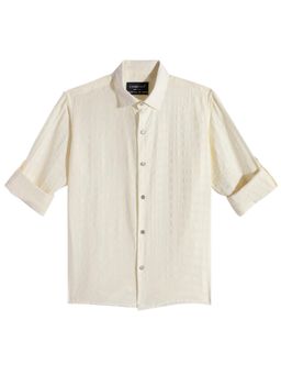 CHARCHIT - Boys Regular Fit Plain Full Sleeves Casual Shirt - Cream