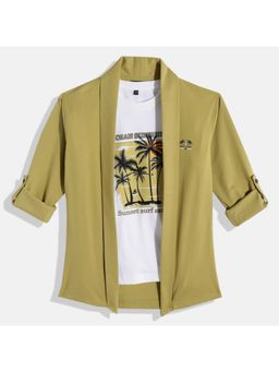 CHARCHIT - Boys Plain Full Sleeves Casual Jacket & T-Shirt - Yellow