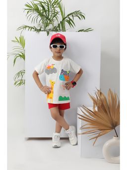 Kiyo Miyo - White Abstract Design T-Shirt