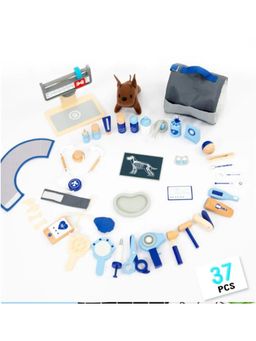 JOUETS BY EDUSPARK - 37 Piece Pet Vet Playset For Kids Wooden Kids Pretend Play Set