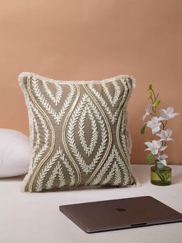 BLANC9 - Serene Leaf Hand Embroidery Cushion Cover