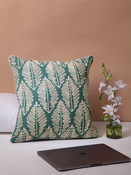 BLANC9 - Blue Fern Embroidered Cushion Cover