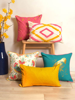 BLANC9 - Bird Printed Cushion Cover Set (Pack of 5)