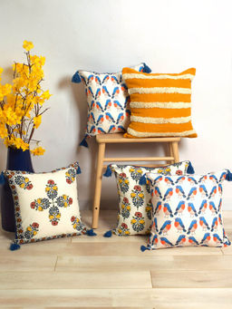 BLANC9 - Bird Printed Cushion Cover Set (Pack of 5)