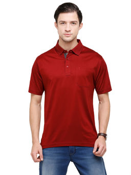 Classic Polo - Men Cotton Solid Half Sleeve Regular Fit Polo Neck Maroon Color T-Shirt