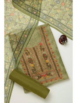 Soch - Green Embroidered Unstiched Kurta with Unstiched Pant and Dupatta with Sequins (Set of 3)