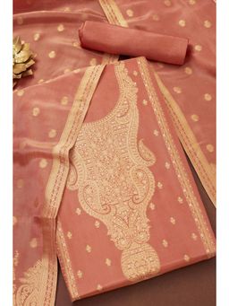 Soch - Peach Zari Woven Unstiched Kurta with Unstiched Pant and Dupatta (Set of 3)
