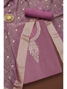 Soch - Lavender Embroidered Unstiched Kurta with Unstiched Pant and Dupatta with Zardozi (Set of 3)