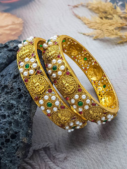 GRIIHAM - Micro Gold Plated Multi Colour Stone Bangles