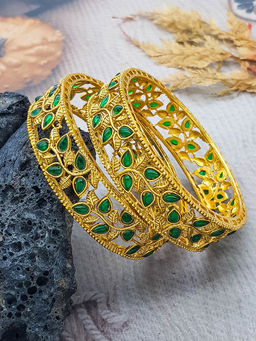 GRIIHAM - Gold Plated Studded Bangles