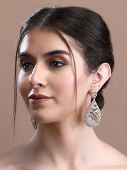 Auraa Trends - Rhodium Plated American Diamond Zircon Gold Earrings for Women