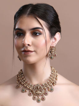 Auraa Trends - 22KT Gold Plated Kundan Multi-Color Necklace Set for Women
