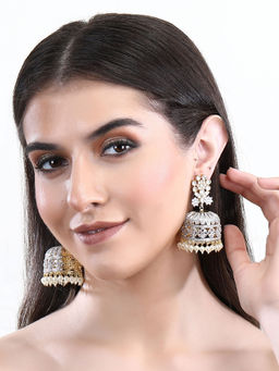 Auraa Trends - Rhodium Plated American Diamond Zircon White Earring Set for Women and Girls