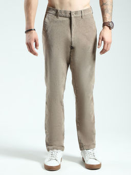 Monte Carlo - Men Solid Regular Fit Khaki Trouser