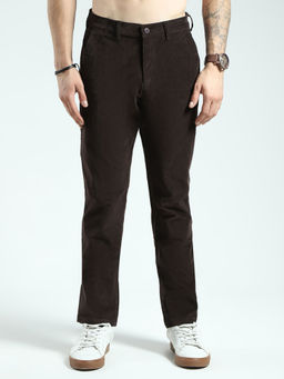 Monte Carlo - Men Solid Regular Fit Brown Trouser