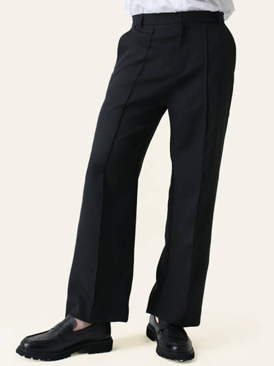 Black Solid Pintuck Korean Pant