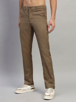 Cantabil - Men Brown Solid Regular Fit Casual Trouser