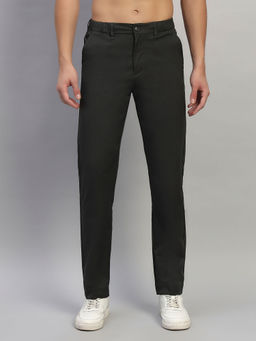 Cantabil - Men Olive Solid Regular Fit Casual Trouser