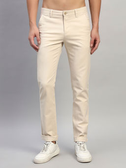 Cantabil - Men Beige Solid Regular Fit Casual Trouser