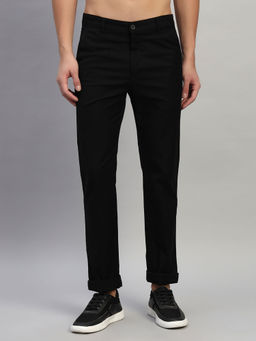Cantabil - Men Black Solid Regular Fit Casual Trouser