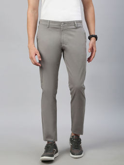 Classic Polo - Men Light Grey Slim Fit Solid Casual Trouser