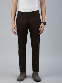 Classic Polo - Men Dark Brown Slim Fit Solid Casual Trouser