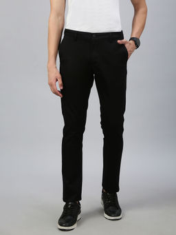 Classic Polo - Men Black Slim Fit Solid Casual Trouser