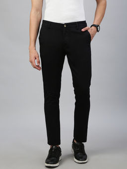 Classic Polo - Men Black Slim Fit Solid Casual Trouser
