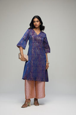 Gajra Gang - Purple Polyester Foil Printed Kurta La Dolce Vita