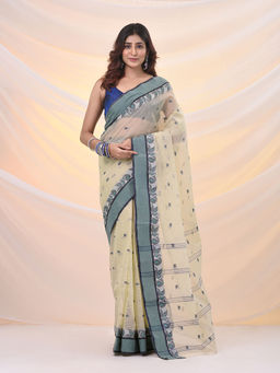 Arhi - Ecru Pure Cotton Tant Saree With Woven Designs Without Blouse