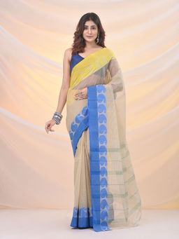 Arhi - Cream Pure Cotton Tant Saree With Woven Designs Without Blouse