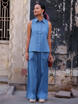 Okhai - Zesty Pure Cotton Blue Pant