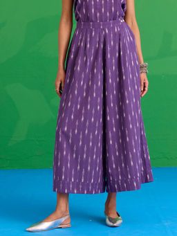 Okhai - Purple Pure Cotton Ikkat Pant