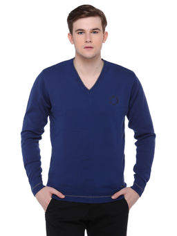 Club York - Men Blue Solid Pullover