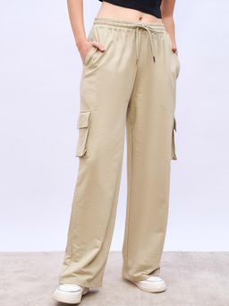 Styli - Women Wide Leg Puffed Placement Print On Pocket With Elasticated