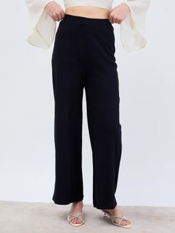 Styli - Women Ultra Pant With High Waist Detail In Heavy Weight Rib Fabric