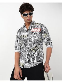 Bewakoof - Official Marvel Men's White Avengers All Over Printed Shirt