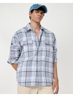 Bewakoof - Men's Grey Checked Oversized Shirt