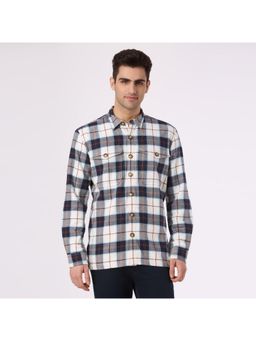 Pepe Jeans - Men Off White Oversized Check Full Sleeve Shirt