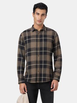 Pepe Jeans - Brown Checked Men Long Sleeves Casual Shirt
