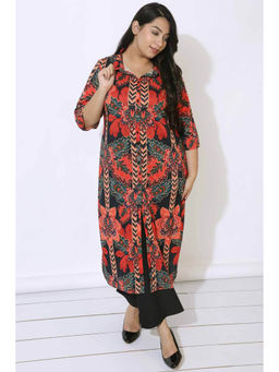 Amydus - Black Tropical Print Kurta