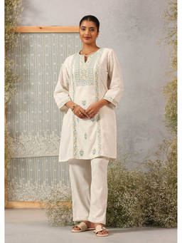 Lakshita - Pearl Off White Embroidered Kurti
