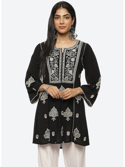 Lakshita - Black Phool Collection Embroidered Kurti