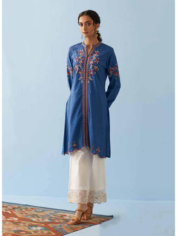 Lakshita - Classic Blue Embroidered Kurta for Women