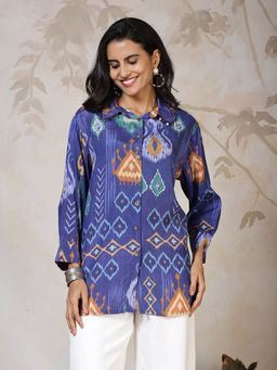 MEENA BAZAAR - Purple Printed Cotton Tunic