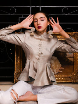 Odette - Grey Mixed Metal Embellished Sequined Jhumkis