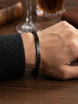Yellow Chimes - Men's Black Plated Link Chain Bracelet