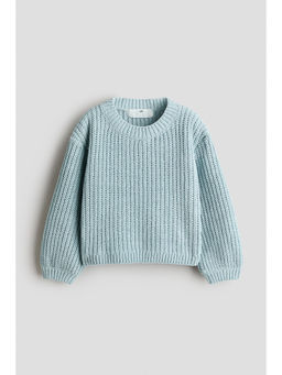 H&M - Girls Turquoise Chenille-Knit Jumper